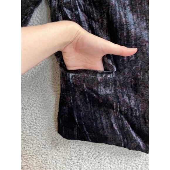 Lucky Brand Jacket 10 Medium Velour Open Floral Long Sleeve Black Classic Career - Picture 5 of 14